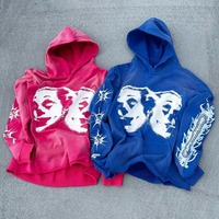 Sweat à capuche surdimensionné en molleton brodé/imprimé de haute qualité pour homme, avec logo personnalisé, étiquettes privées, épais, effet vintage délavé au soleil
