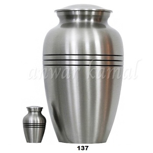 Urna de cremación de latón de peltre biodegradable duradera ecológica de estilo americano con tira para cenizas humanas (200/220 pulgadas cúbicas) - Product Image 1