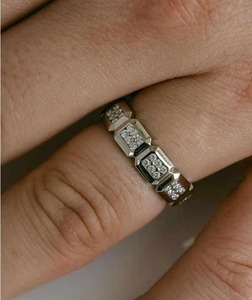 แหวนเพชรโมอิสขนาด4มม. สุดพิเศษสำหรับผู้หญิงแหวนที่ทนทานหรูหราสไตล์ครึ่งนิรันดร์ขายส่ง - Product Image 3