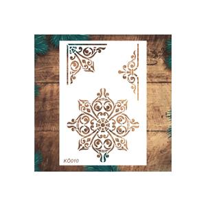 Stencil Design Kö010 angolo, modello centrale-modelli decorativi da parete, piastrelle e oggetti di pittura 21x30cm