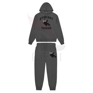 Survêtements décontractés personnalisés imprimés en relief, respirants, à séchage rapide, pour l'hiver, avec pantalons de jogging et sweats à capuche, ensembles deux pièces - Product Image 1