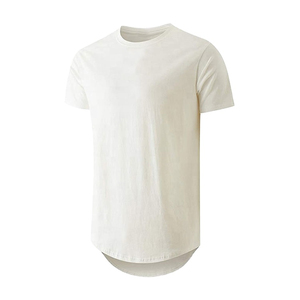 <b>Men's</b> Black <b>Longline</b> <b>T</b>-<b>Shirt</b> O-Neck Short Sleeve Solid Color Casual Fit Regular Jersey Cotton Blank Design <b>T</b>-<b>Shirts</b> - Product Image 6