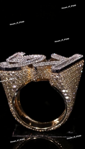 KG <b>Initial</b> Letter <b>Ring</b> With Baguette Moissanite Diamonds In 925 Sterling Silver Iced Out Luxury Hip Hop Statement <b>Ring</b> - Product Image 3