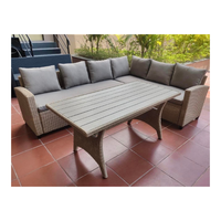 Ensemble de salle à manger moderne JULEMIND avec 2 chaises, 1 banc, en rotin, pour usage commercial extérieur, mobilier de restaurant haut de gamme PLW
