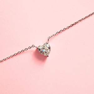 <b>Heart</b> Cut Moissanite Pendant <b>Necklace</b> in 18K White Gold Plating over <b>Silver</b> - Product Image 1
