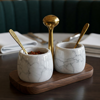 Ensembles de condiments modernes en marbre de qualité supérieure avec pompons pour sel et épices, Décoration de luxe pour la maison Diwali, Restaurants, Vente en gros, Commandes personnalisées, Faible coût