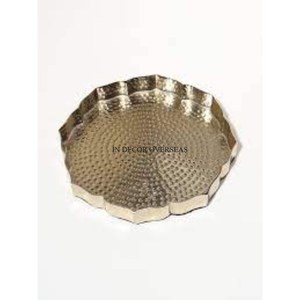 Venta al por mayor de bandeja de servicio de metal resistente pulido brillante plateado de forma ovalada con suministros de asas de diseñador chapadas en oro - Product Image 4