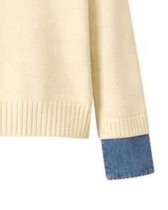 Pull en tricot pour femme personnalisé avec col en jean, manches longues, col boutonné, pull décontracté d'hiver, mélange d'acrylique doux, tendance - Product Image 6