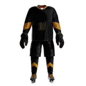 Maillots de hockey sur glace unisexes personnalisés de haute qualité, tissu polyester à séchage rapide pour séances d'entraînement, nom de l'équipe OEM - Product Image 5