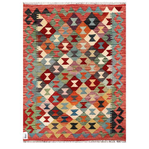 Alfombra Kilim de Maimana, Afganistán, 116 x 85 cm, Tapiz para Colgar en la Pared - Product Image 1
