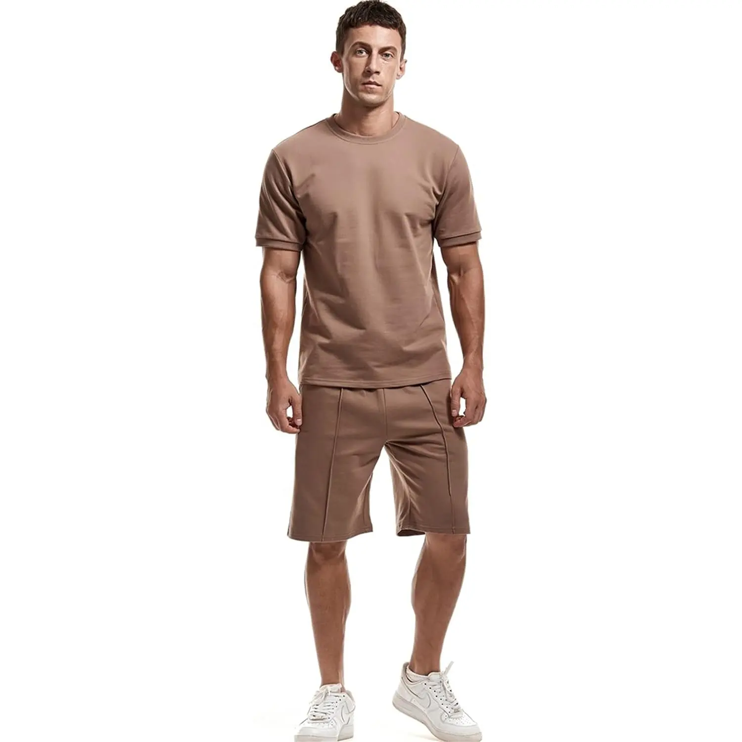 उच्च गुणवत्ता वाले 220 ग्राम भारी कॉटन टी शर्ट छोटे अनुकूलित बड़े आकार के पुरुषों के लिए ब्लैंक समर टी शर्ट और छोटे सेट