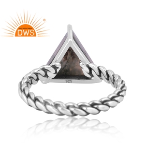 Newly Designer Oxidized Sterling Silver Natural Green <b>Moss</b> <b>Agate</b> Gemstone Triangular Design Twisted <b>Ring</b> Jewelry Manufacturer - Product Image 4