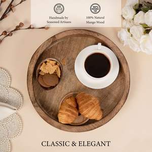 Plateau de service en bois artisanal écologique pour les célébrations à domicile, les collations quotidiennes, les boissons, le café, le thé, l'accueil des invités, les repas - Product Image 2