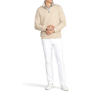 Sudadera de punto para hombre Index Apparel con cremallera de un cuarto, color beige liso, corte regular, cuello alto, informal para otoño - Product Image 4