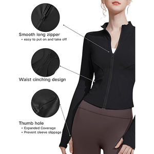 Chaquetas Ajustadas de Yoga para Mujer, Top con Paneles Recortados, Detalle de Forma Geométrica, Diseño Revelador de la Piel, Tendencia Contemporánea, Forro de Malla - Product Image 2