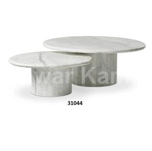 Mesa auxiliar de soporte de metal dorado y mármol blanco para hogar y oficina - Product Image 2