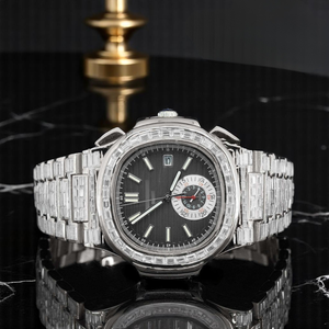 Tendance Moissanite Baguette Diamant Glace Look Montre Étanche Unisexe Bijoux Idéal pour les Moments Spéciaux - Product Image 2