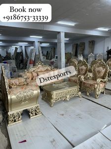 ชุดโซฟาห้องนั่งเล่นหรูหราพิเศษสำหรับวิลล่าชั้นสูงชุดโซฟาสไตล์คลาสสิกแกะสลักไม้เนื้อแข็ง - Product Image 2