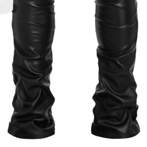 OEM Custom Logo Faux Leather Stacked Flared Bell Bottom Pants Custom Leather Pants Motorcycle Sweatpants <b>Man</b> <b>Trouser</b> 2025 - Product Image 6