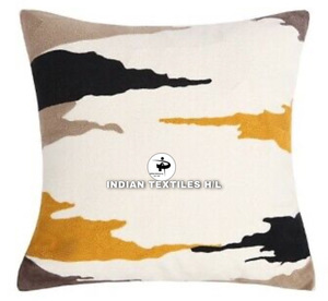 Funda de cojín cosida con cadena de lana bordada de Cachemira hecha a mano para sofá, sala de estar, producto de ITHL - Product Image 1