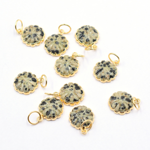 925 argent dalmatien jaspe pendentif fait à la main forme ronde sculpté saut caution plaqué or bijoux en laiton avec charme Style résultats - Product Image 1