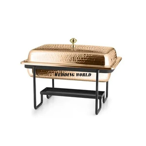 Réchaud en acier inoxydable brillant poli fait à la main Designer chauffe-plats de qualité supérieure fait à la main nouveau plat de nourriture en métal - Product Image 5