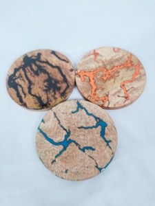 Handmade High Quality Customizable Square & Round Epoxy Wood Resin Coaster <b>Set</b> with Holder Table Decor <b>Desk</b> Mats & Pads - Product Image 3