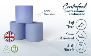 กระดาษเช็ดอุตสาหกรรมแบบม้วน 2 ชั้น ยี่ห้อ Professional Blue Centrefeed สำหรับขายส่ง - Product Image 2