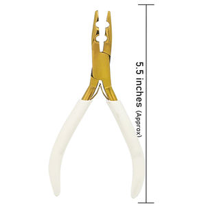 <b>Micro</b> Ring Hair <b>Extensions</b> Reusable Plier Tools Durable Stainless Steel Material 2 Holes White Gold Beading Plier Custom Logo - Product Image 1