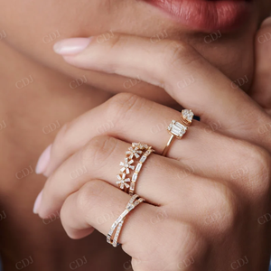 Anillo de Compromiso y Matrimonio de Oro Amarillo de 10K con Certificado IGI, Diseño Toi et Moi, Diamantes Cultivados en Laboratorio, Estilo Vintage, Ilusión, Conjunto Antiguo, Promesa - Product Image 6