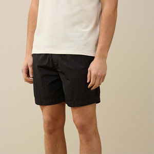 Short de plage personnalisé écologique, uni, peigné noir, léger, séchage rapide, maillot de bain d'été pour hommes, taille élastique, cordon de serrage - Product Image 6