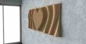 Décoration murale en bois ondulé Art déco moderne, compatible CNC, avec base de support en métal, artisanat en bois fait main, décoration d'hôtel et de maison, à suspendre - Product Image 2