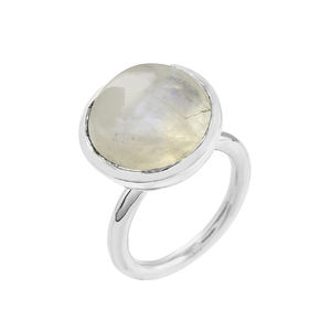 Anillos apilables clásicos de Plata de Ley 925 con ajuste de bisel de piedras preciosas de piedra lunar arcoíris, stock listo para fiesta de boda al por mayor - Product Image 1