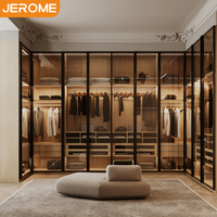 Fabricant JEROME Armoire de plain-pied en bois avec porte vitrée de grande taille au design moderne et personnalisé pour chambre à coucher