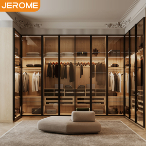Fabricant JEROME <span class=keywords><strong>Armoire</strong></span> de plain-pied en bois avec porte vitrée de grande taille au design moderne et personnalisé pour <span class=keywords><strong>chambre</strong></span> <span class=keywords><strong>à</strong></span> <span class=keywords><strong>coucher</strong></span> - Product Image 2