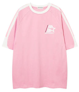 Alta calidad al por mayor verano personalizar estrella impreso LOGO transpirable Anti Shrink tejido de punto ropa casual para hombres y mujeres - Product Image 3