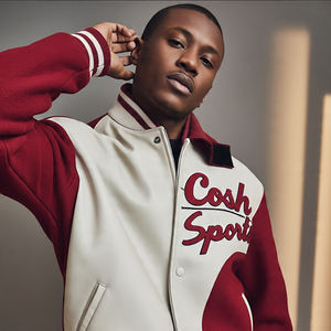 Mangas de lana de moda personalizadas con cuerpo de cuero Letterman Varsity Jacket Streetwear Contraste Bomber Varsity Jacket - Product Image 1