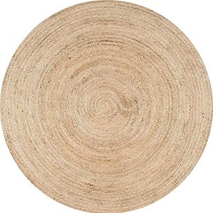 Tapis en jute tissé à la main rond naturel vintage beige tressé réversible durable tapis écologique pour votre maison - Product Image 1
