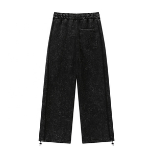 Pantalones de chándal de peso pesado lavado Vintage con logotipo personalizado cordones parte inferior elástica algodón francés Terry pantalones holgados hombres Joggers - Product Image 2