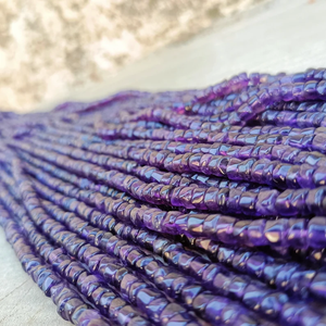 Perles en forme de pneu lisse Améthyste 7mm perles de pierre Heishi taillées dans une roue pour la fabrication de bijoux 13 pouces perles en vrac de grossiste - Product Image 4