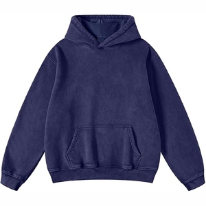 <b>Navy</b> Blue Essential Hoodie Relaxed Fit Minimalist Hooded <b>Top</b> for Streetwear Daily Comfort custom design - Product Image 3