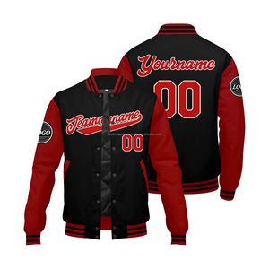 Blouson universitaire personnalisé à col montant, manches et corps en laine, broderie du logo – Coupe-vent, respirant, promotionnel pour homme, été - Product Image 1