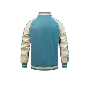 Chaqueta de béisbol ligera de bloque de color hip-hop para hombre, prendas de vestir exteriores con cremallera y cuello levantado deportivo informal, cortavientos para exteriores - Product Image 2