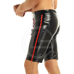 กางเกงขาสั้นหนังสำหรับผู้ชายสไตล์ถนนสูงสวมใส่สบายมีกระดุมปิด - Product Image 4