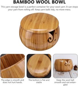 Yarn Bowl Mangowood Knitting Bowl <b>Wool</b> Storage Yarn Holder Crochet - Product Image 3
