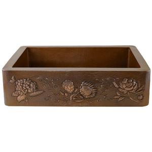 อ่างล้างจานเครื่องครัวขนาดใหญ่แบบฝังใต้พื้นอ่างล้างจานทองแดงโบราณดีไซน์ลายดอกไม้งานส่งออก - Product Image 5