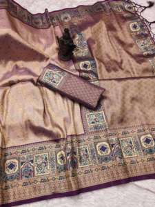 ชุดผ้าไหม dharmavarm แบบนิ่มผ้าส่าหรีที่อุดมไปด้วยผ้ากำมะหยี่และแจ็คการ์ดทำงานกับผู้ผลิตเสื้อจาก surat ช้อปปิ้งออนไลน์อินเดีย - Product Image 4