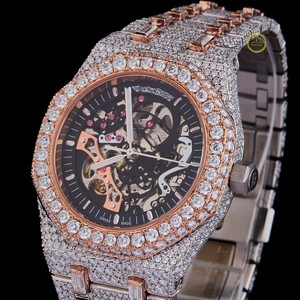 Montre Hip Hop en Moissanite, Montres Serties de Diamants, Montre de Luxe pour Hommes avec Cadran Blanc, Montre en Or Blanc Cultivée en Laboratoire - Product Image 3