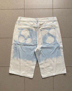 Short en jean délavé à l'acide avec logo personnalisé pour hommes haute qualité décontracté bouton métallique jean coton respirant grande taille imprimé - Product Image 5