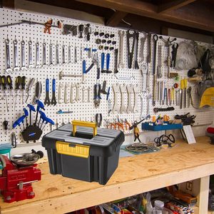 Cassetta degli attrezzi da 10 litri in plastica dura nera con coperchio e scomparti misura 35.5X26X20 cm - Product Image 3